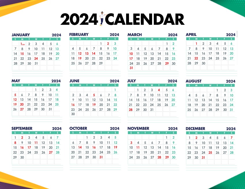 Printable Free Monthly Calendar 2024 Download